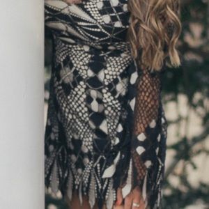 Black & Nude Lace Free Peope Dress